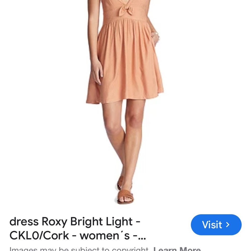Roxy Orange Pink Pleated Sundress Halter Mini
